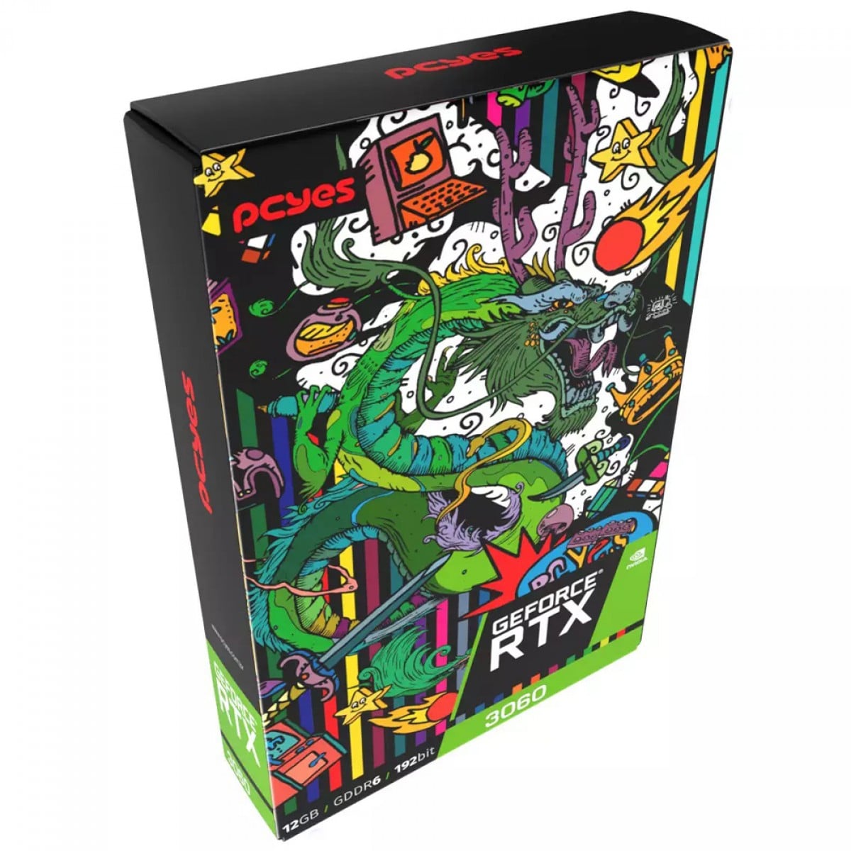 Placa de Vídeo PCYES NVIDIA GeForce RTX 3060, 12GB, GDDR6, 192Bit, Graffiti Series, PGS3060FS192