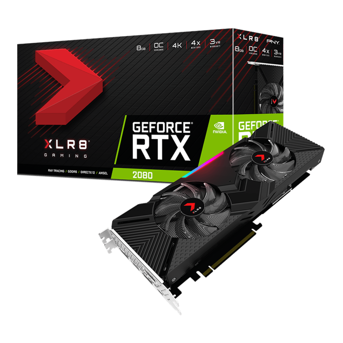 Placa de Vídeo PNY Geforce RTX 2080 XLR8 Gaming Overclocked Edition 8GB GDDR6, 256Bit