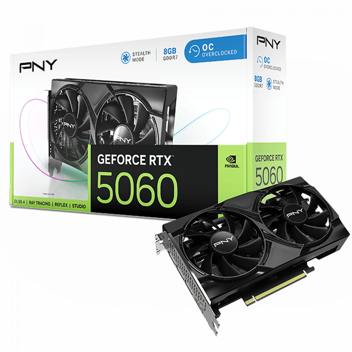 Placa de Vídeo PNY NVIDIA GeForce RTX 5060 Dual OC, 8GB, GDDR7, DLSS, Ray Tracing, VCG50608DFXPB1-O