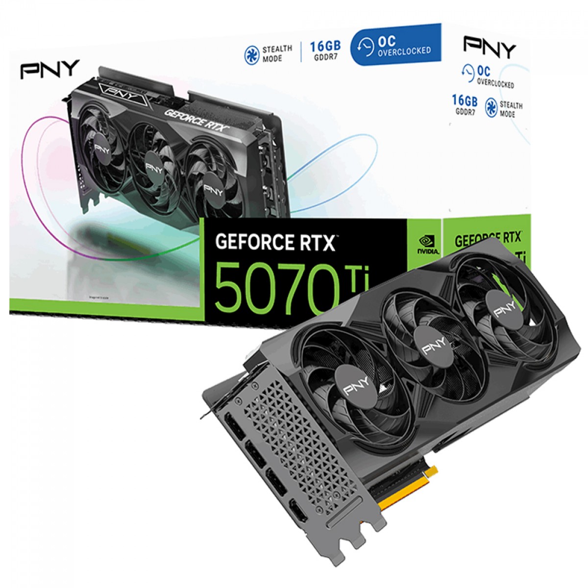 Placa de Vídeo PNY NVIDIA GeForce RTX 5070 Ti OC, 16GB, GDDR7, DLSS, Ray Tracing, VCG5070T16TFXPB1-O