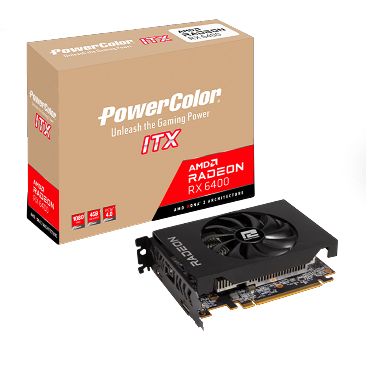 Placa de Vídeo PowerColor AMD Radeon RX 6400 ITX, 4GB, GDDR6, FSR, Ray Tracing, AXRX 6400 4GBD6-DH