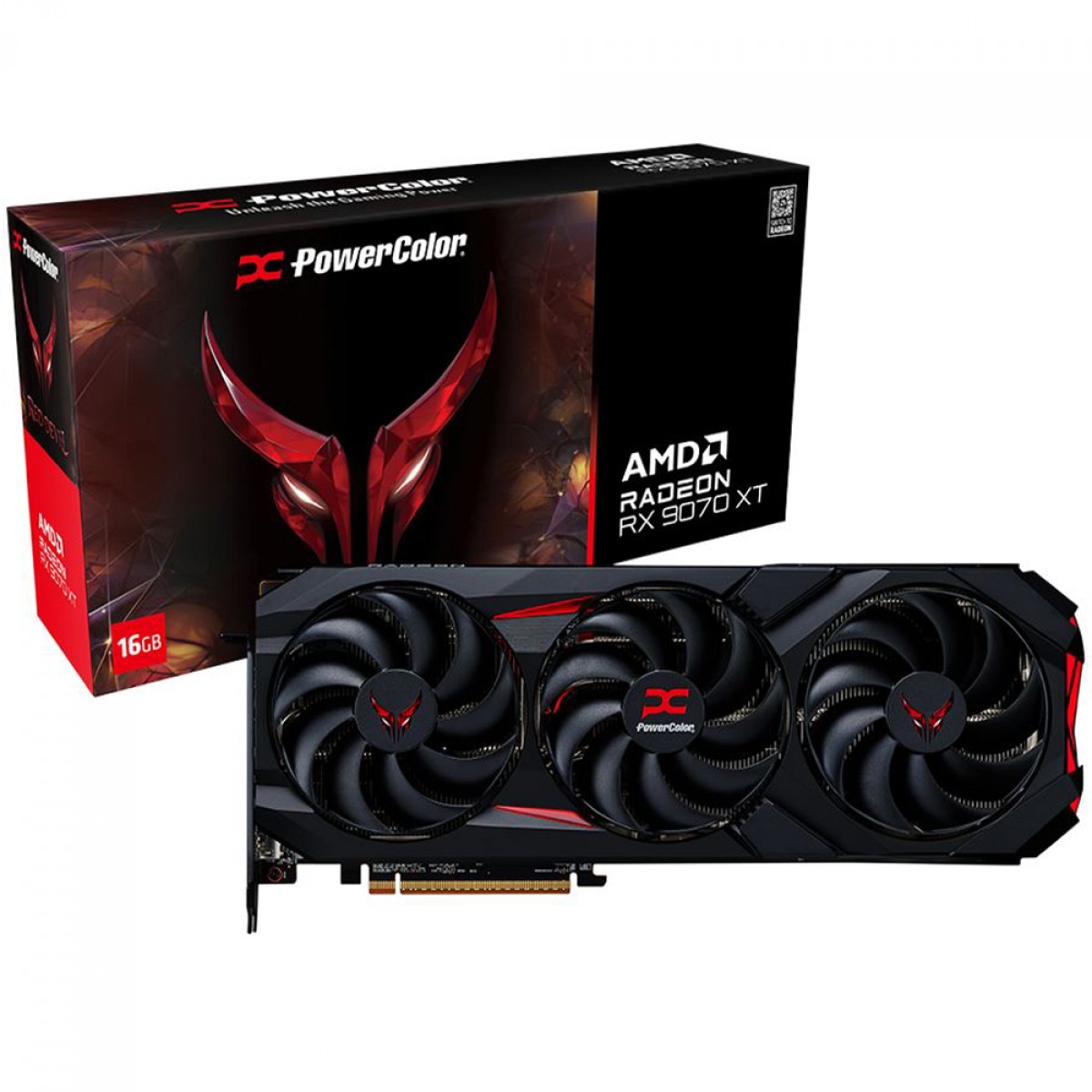 Placa de Vídeo PowerColor AMD Radeon RX 9070 XT Red Devil OC, 16GB, GDDR6, FSR, Ray Tracing, RX9070XT 16G-E/OC