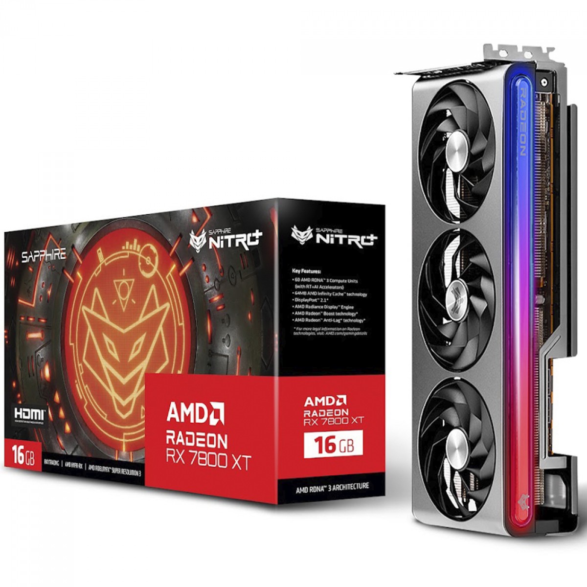Sapphire Nitro+ AMD Radeon RX 7800 XT, 16GB, GDDR6, FSR, Ray