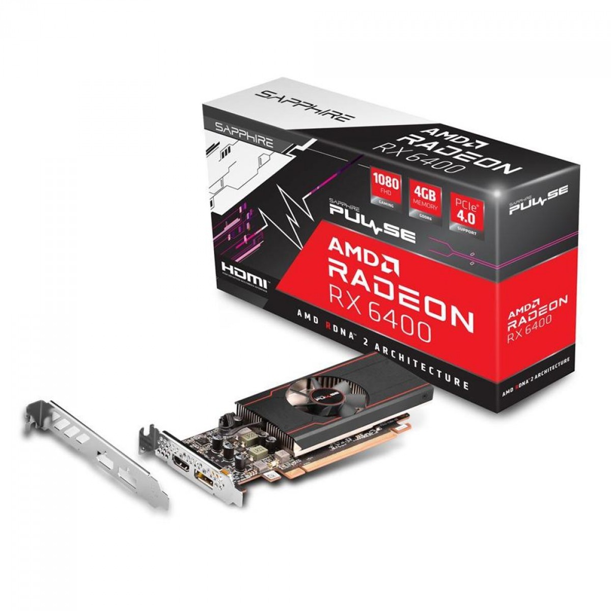 Placa De Vídeo Sapphire Pulse AMD Radeon, RX 6400, 4GB, GDDR6, FRS, Ray Tracing, 11315-01-20G