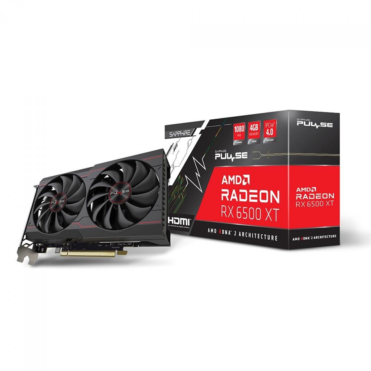 Placa de Vídeo Sapphire Pulse Radeon RX 6500 XT Gaming OC, 4GB