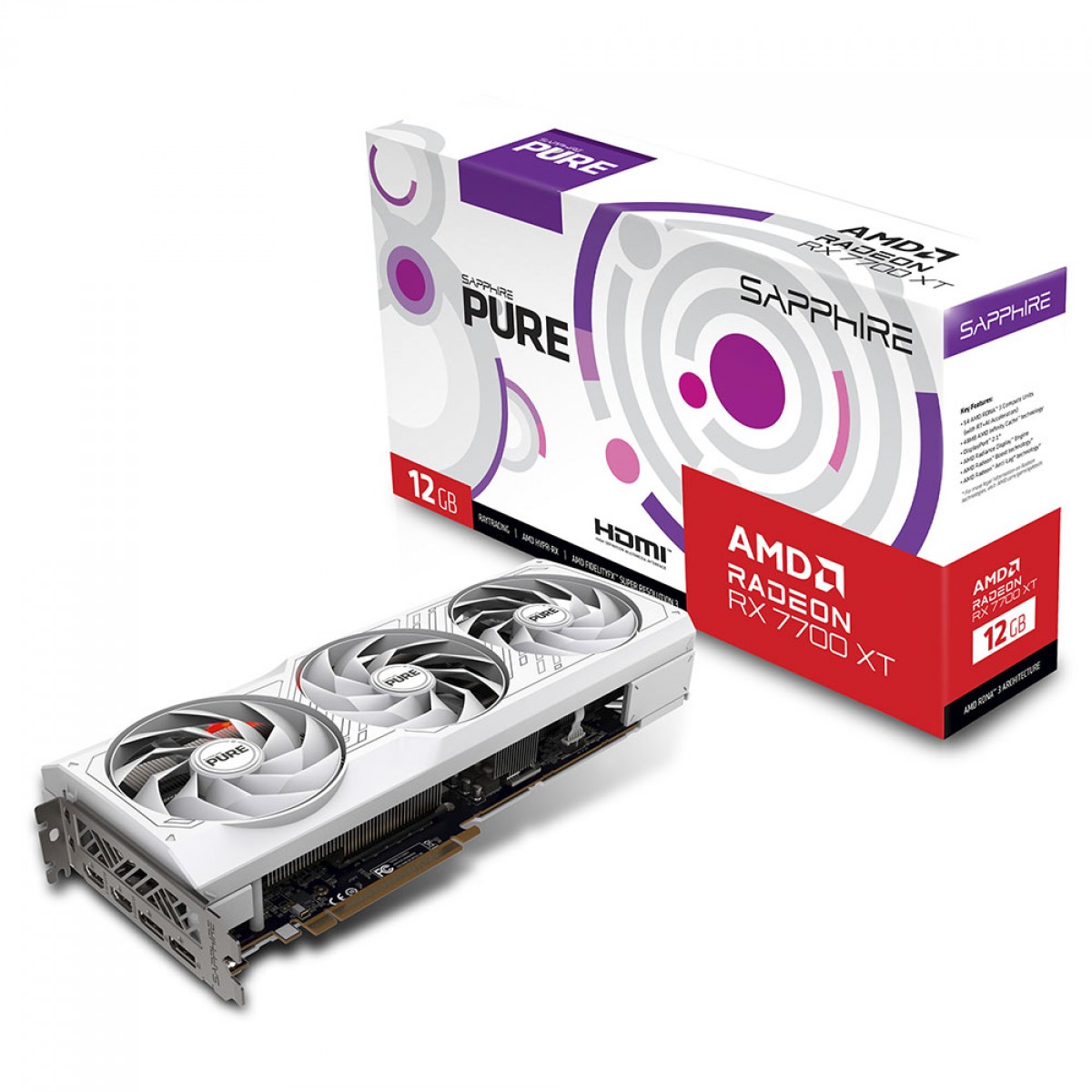 Placa de Vídeo Sapphire Pure AMD Radeon RX 7700 XT, 12GB, GDDR6, FSR ...