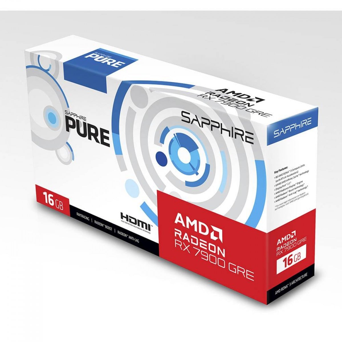Placa De Vídeo Sapphire Pure AMD Radeon RX 7900 GRE, 16GB, GDDR6, FSR, Ray Tracing, 11325-03-20G