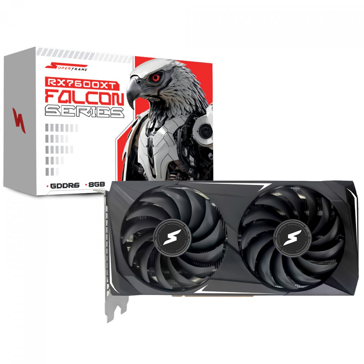 Placa de Vídeo SuperFrame AMD Radeon RX 7600 XT Falcon Series, 8GB, GDDR6, FSR, Ray Tracing, SF-GC-FCAM7600XT8GD6