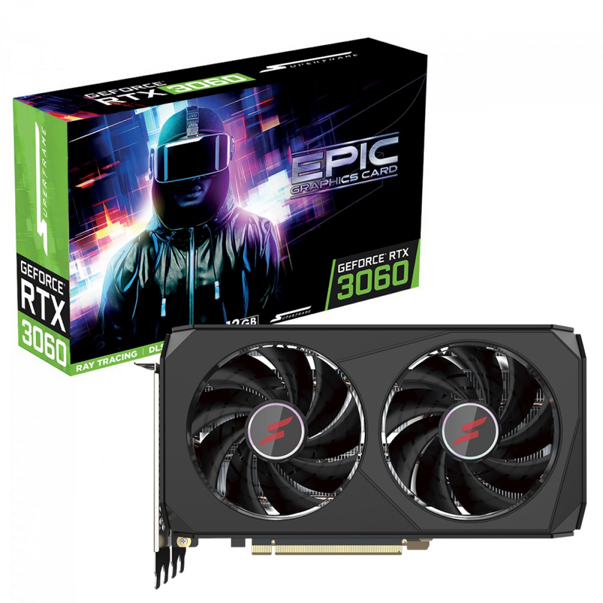 Placa De Vídeo SuperFrame NVIDIA GeForce RTX 3060 EPIC, Black, 12GB ...