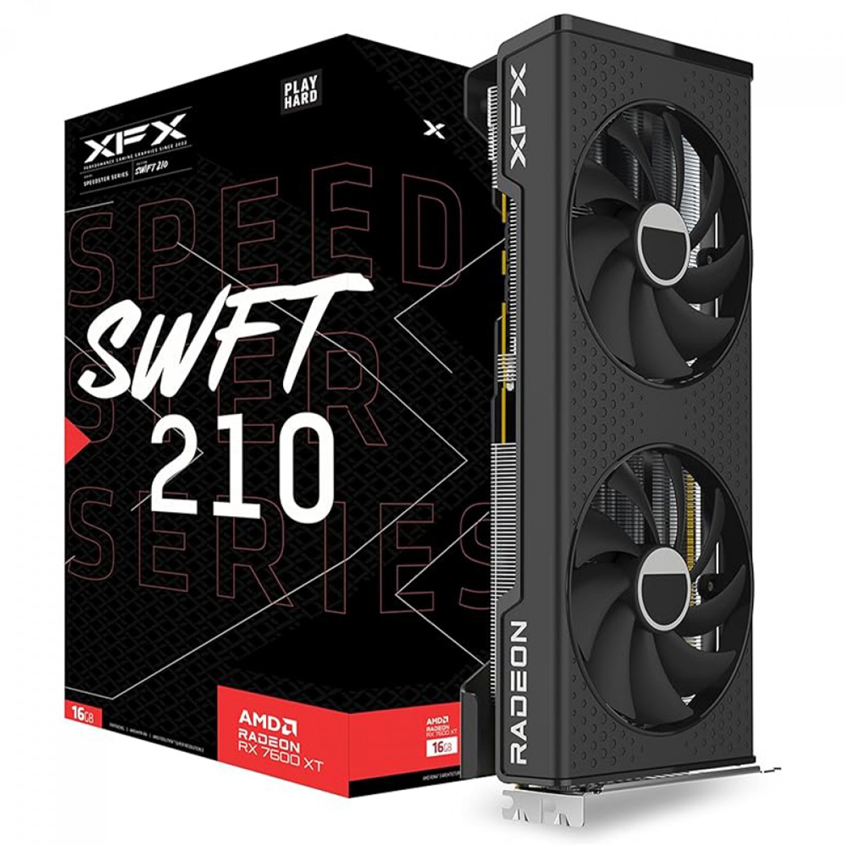 Placa De Vídeo XFX AMD Radeon RX 7600 XT Speedster SFWT210, 16GB, GDDR6, FSR, Ray Tracing, RX-76TSWFTFP