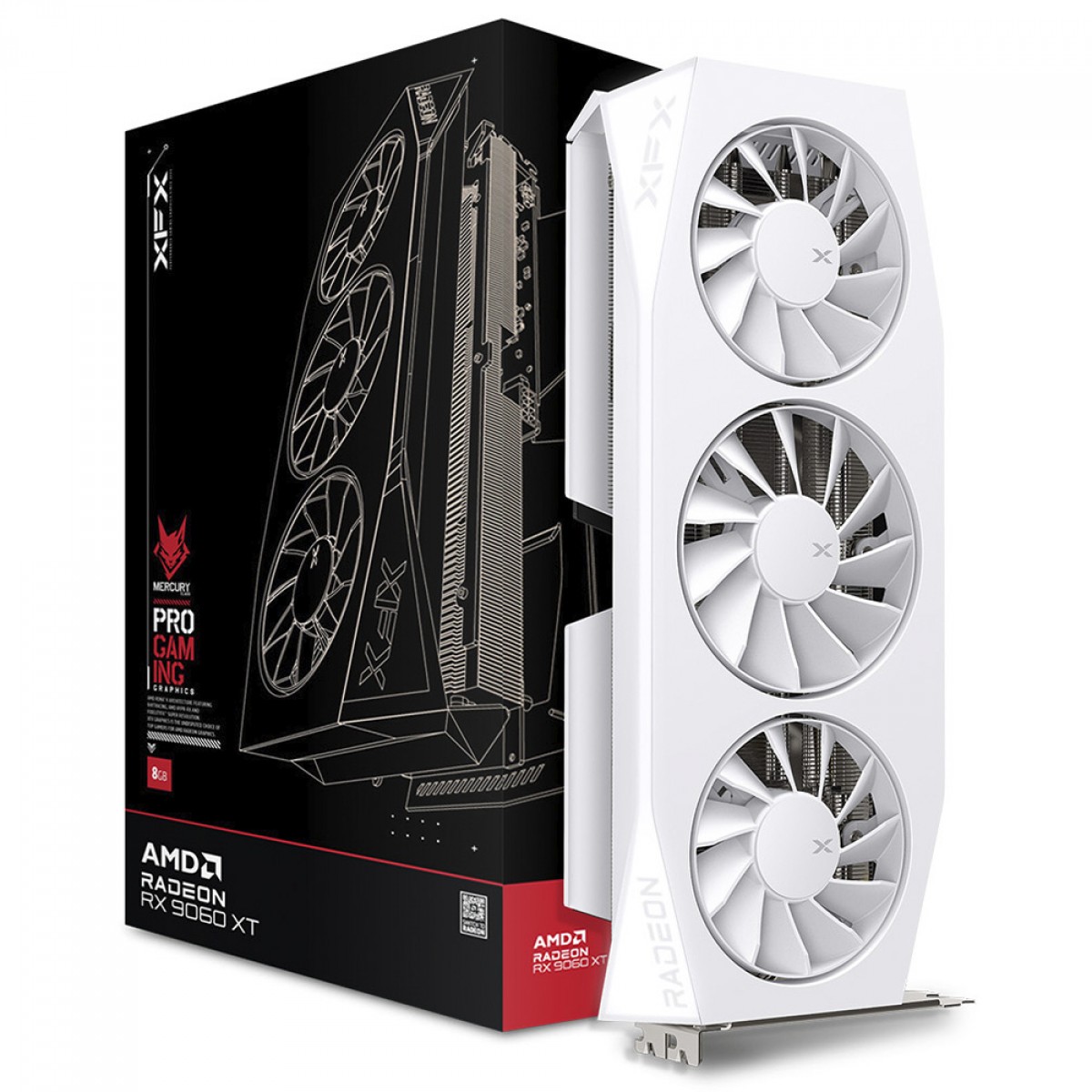 XFX rx9060xt 16gb ホワイト Placa de Vídeo XFX Mercury AMD Radeon RX 9060 XT OC White Gaming
