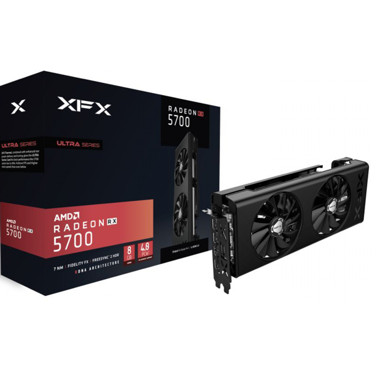 8gb Xfx Rx 5700 Xl Dd Ultra Placa de Vídeo XFX Radeon Navi RX 5700 DD Ultra, 8GB GDDR6, 256Bit