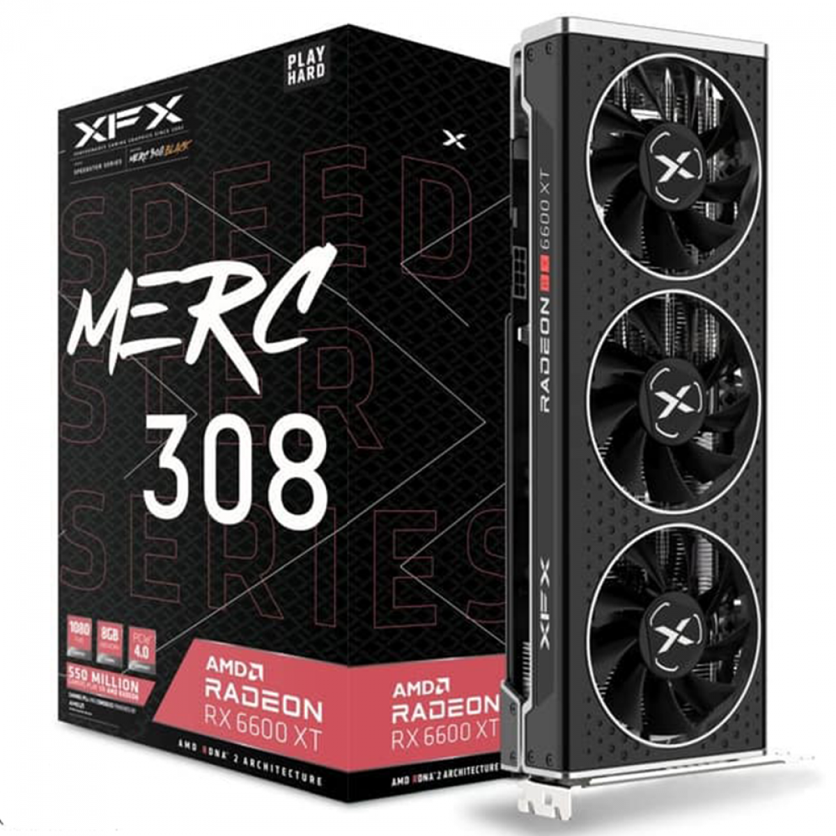 Placa de Vídeo XFX Speedster Merc 308 AMD Radeon RX 6600 XT, 8GB GDDR6, 16Gbps, RX-66XT8TBDQ