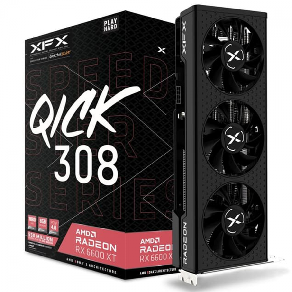 Placa de Vídeo XFX Speedster QICK 308 AMD Radeon RX 6600 XT, 8GB GDDR6, 16Gbps, RX-66XT8LBDQ