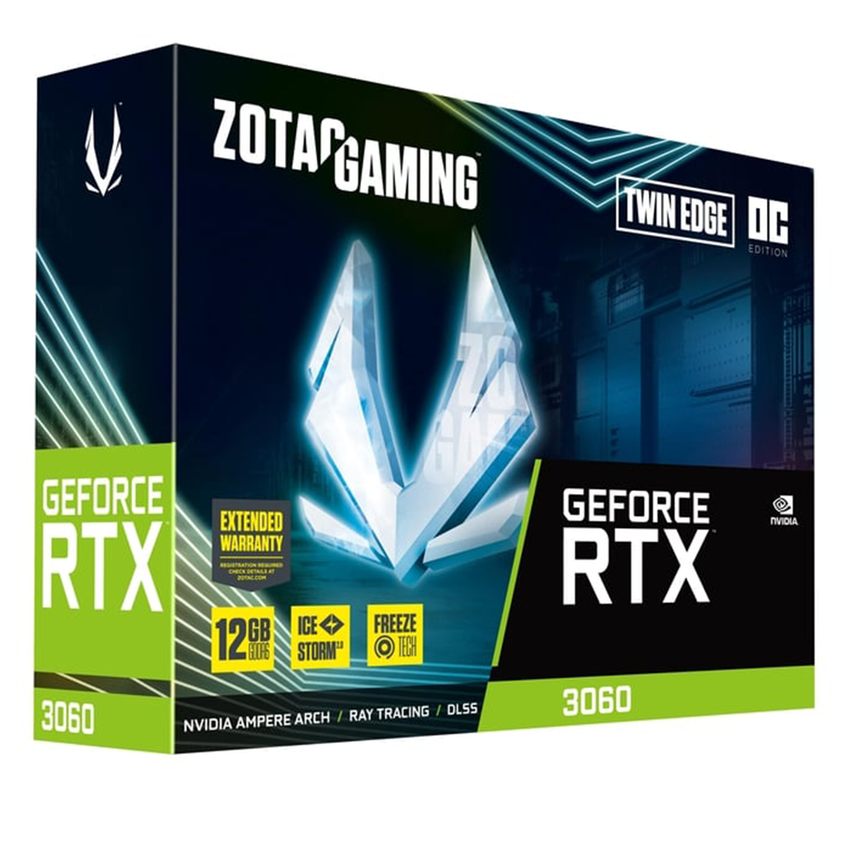 Placa de Vídeo Zotac Gaming GeForce RTX 3060 Twin Edge OC, 12GB, GDDR6, DLSS, Ray Tracing, ZT-A30600H-10M