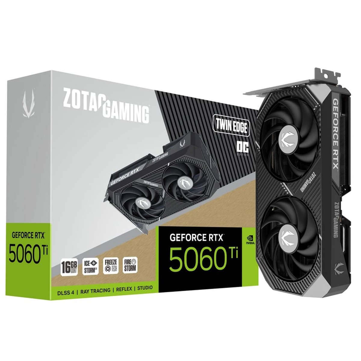 Placa de Vídeo Zotac Gaming NVIDIA GeForce RTX 5060 Ti Twin Edge OC, 16GB, GDDR7, DLSS, Ray Tracing, ZT-B50620H-10A