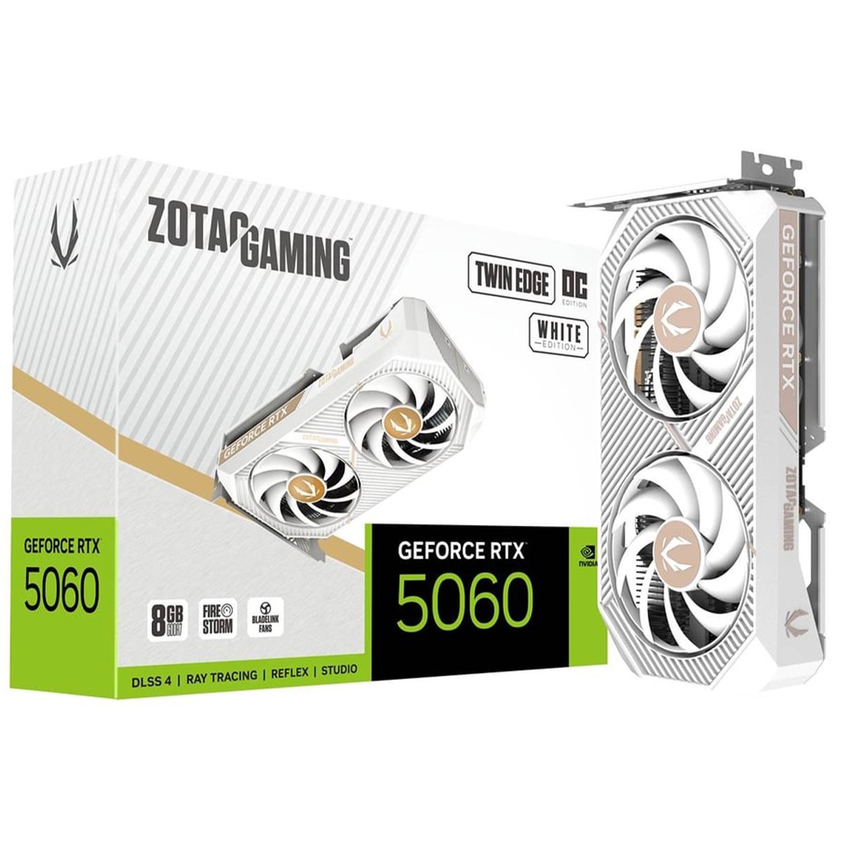 Placa de Vídeo Zotac Gaming NVIDIA GeForce RTX 5060 Twin Edge OC White Edition, 8GB, GDDR7, DLSS, Ray Tracing, ZT-B50600Q-10M