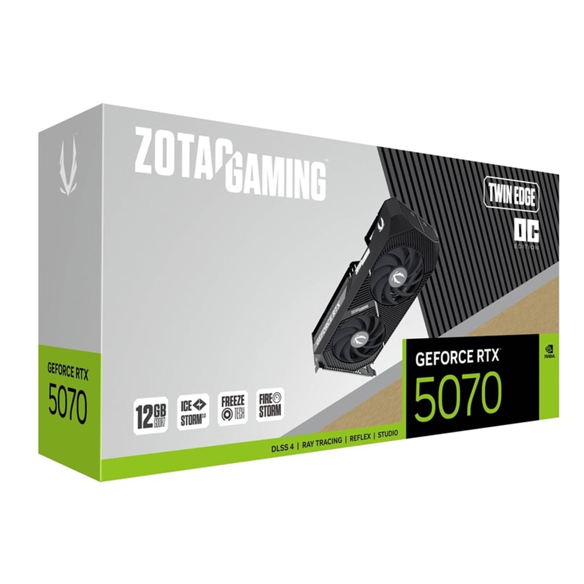 Placa de Vídeo Zotac Gaming NVIDIA GeForce RTX 5070 Twin Edge OC, 12GB, GDDR7, DLSS, Ray Tracing, ZT-B50700H-10A