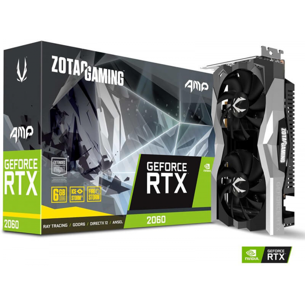 Placa de Vídeo Zotac GeForce RTX 2060 Gaming AMP Dual, 6GB GDDR6, 192Bit, ZT-T20600D-10M