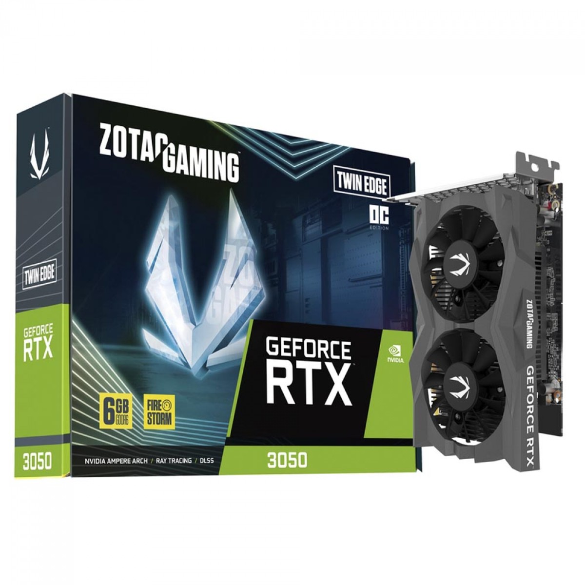 Placa De Vídeo Zotac NVIDIA GeForce RTX 3050 Twin Edge OC, 6GB, GDDR6, DLSS, Ray Tracing, ZT-A30510H-10L