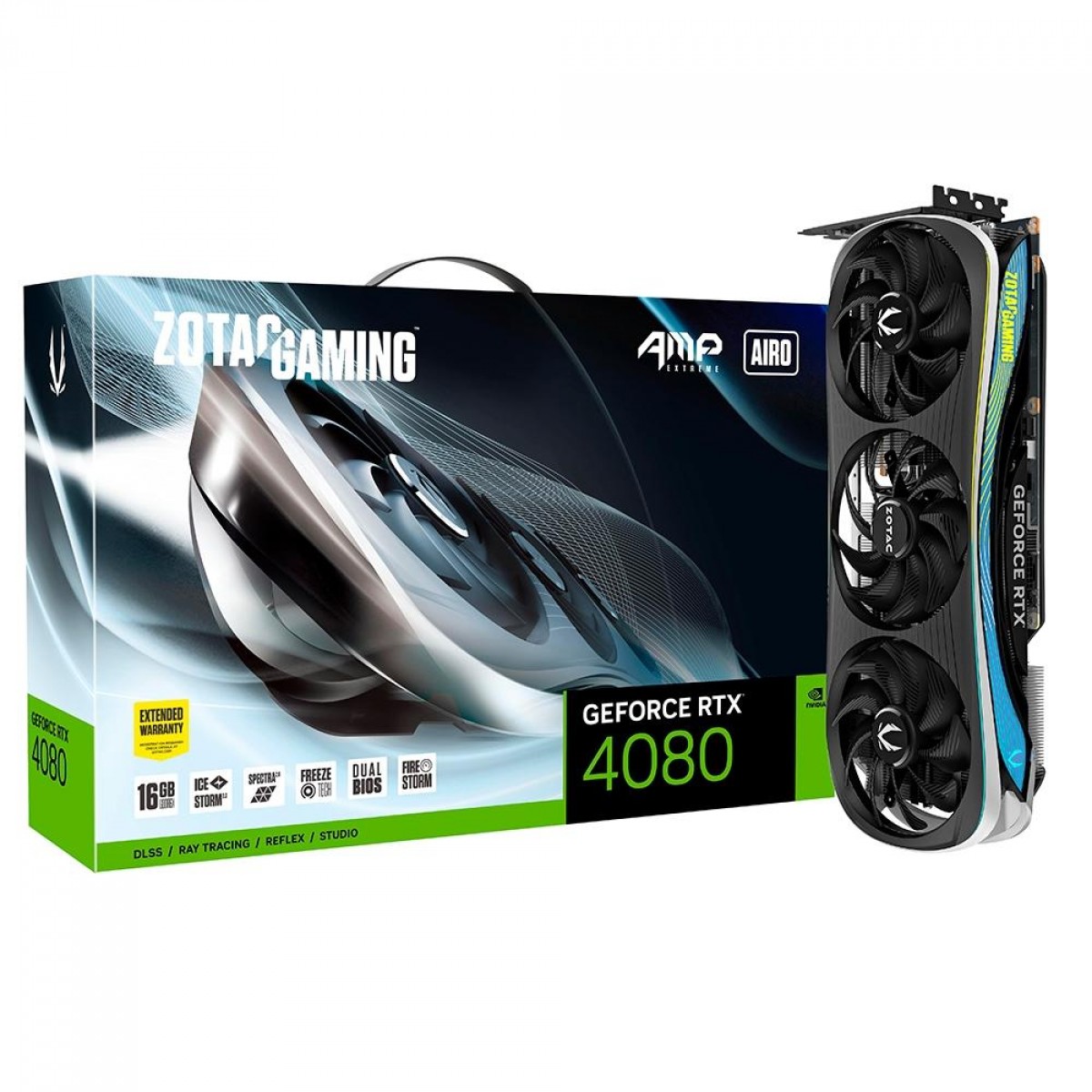 Placa De Vídeo Zotac NVIDIA GeForce RTX 4080 Gaming AMP Extreme AIRO, 16GB, GDDR6X, DLSS, Ray Tracing, ZT