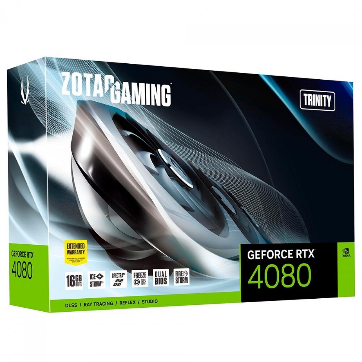 Placa De Vídeo Zotac NVIDIA GeForce RTX 4080 Gaming Trinity, 16GB, GDDR6X, DLSS, Ray Tracing, ZT-D40810D-10P