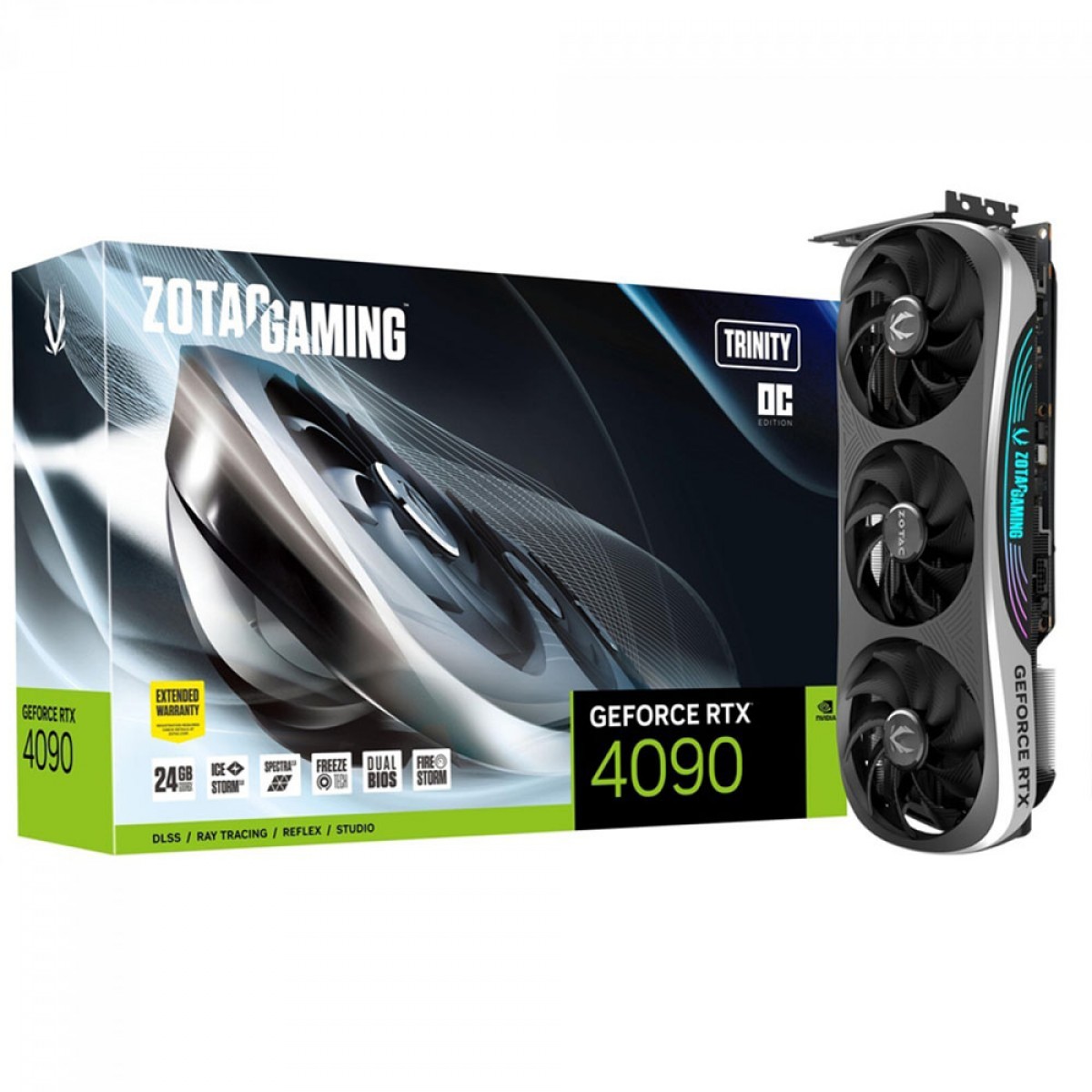Placa De Vídeo Zotac NVIDIA GeForce RTX 4090 Trinity OC, 24GB, GDDR6X, DLSS, Ray Tracing, ZT-D40900J-10P