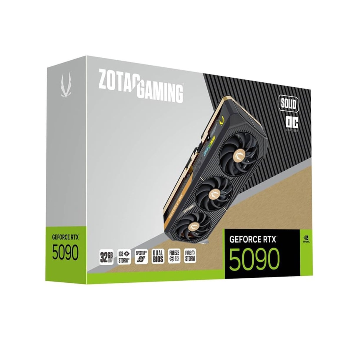 Placa de Vídeo Zotac Gaming NVIDIA GeForce RTX 5090 Solid OC, 32GB, GDDR7, DLSS, Ray Tracing, ZT-B50900J-10P 