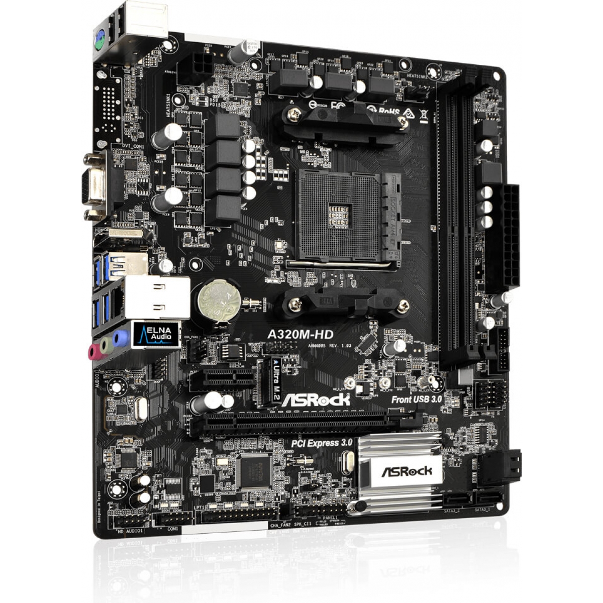 Placa Mãe ASRock A320M-HD, Chipset A320, AMD AM4, mATX, DDR4