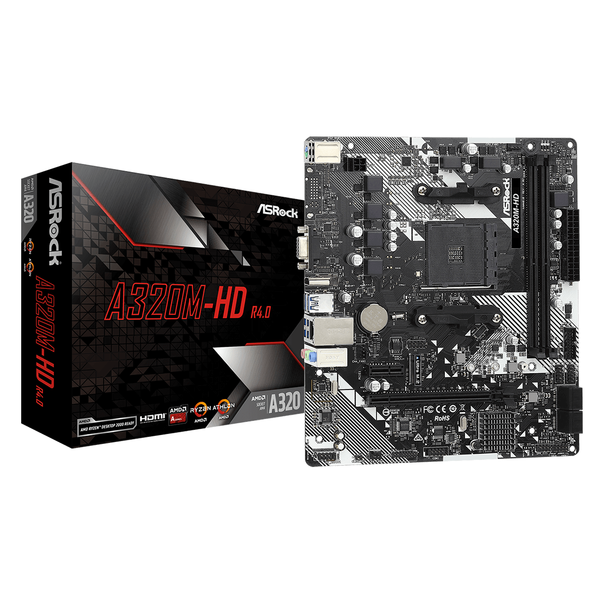 Placa Mãe ASRock A320M-HD R4.0, Chipset A320, AMD AM4, mATX, DDR4