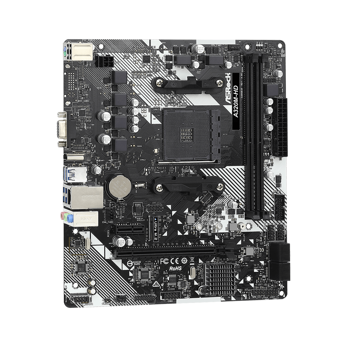 Placa Mãe ASRock A320M-HD R4.0, Chipset A320, AMD AM4, mATX, DDR4