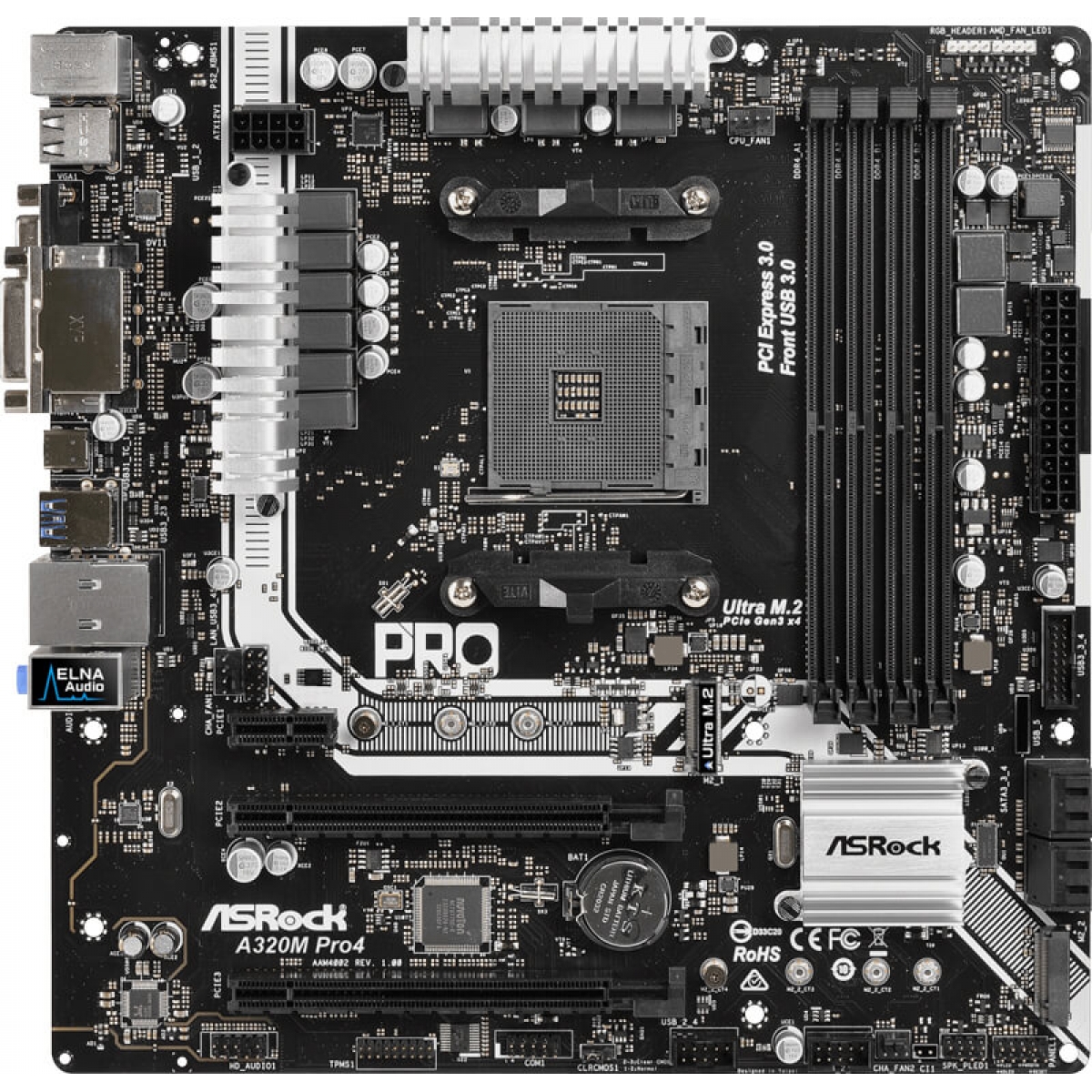 Placa Mãe ASRock A320M Pro4, Chipset A320, AMD AM4, mATX, DDR4