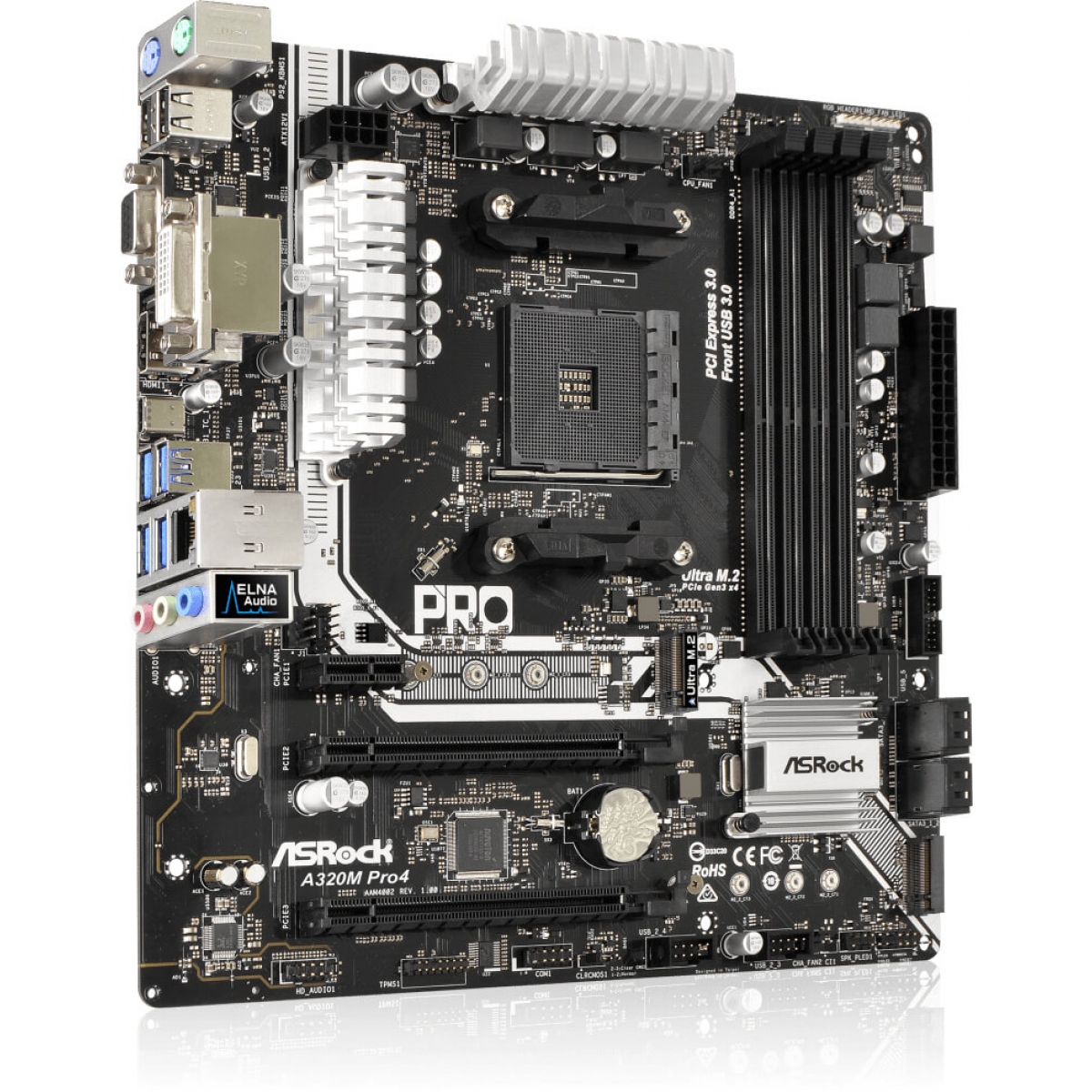 Placa Mãe ASRock A320M Pro4, Chipset A320, AMD AM4, mATX, DDR4