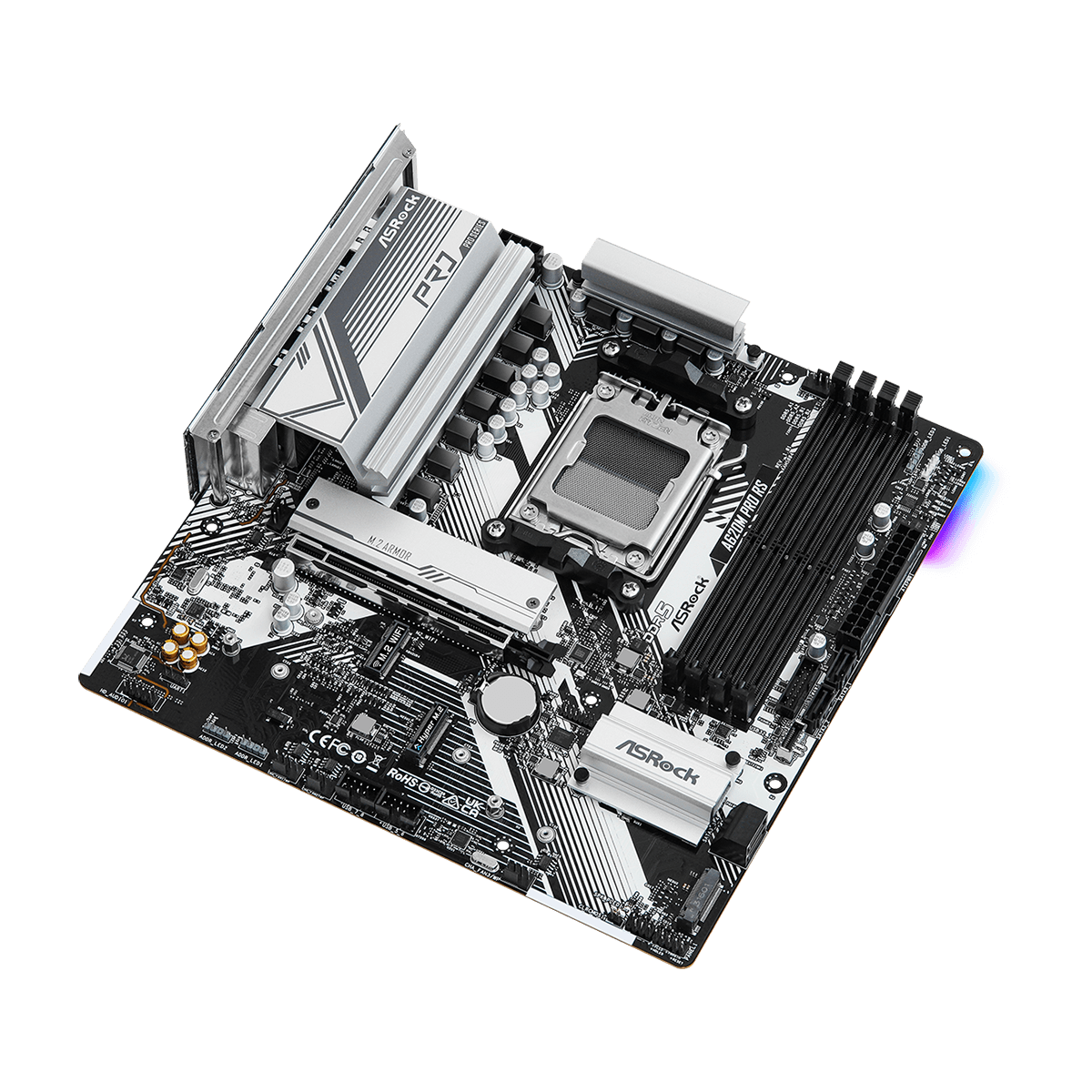 Placa Mãe ASRock A620M Pro RS, Chipset A620, AMD AM5, M-ATX, DDR5, 90-MXBLN0-A0UAYZ