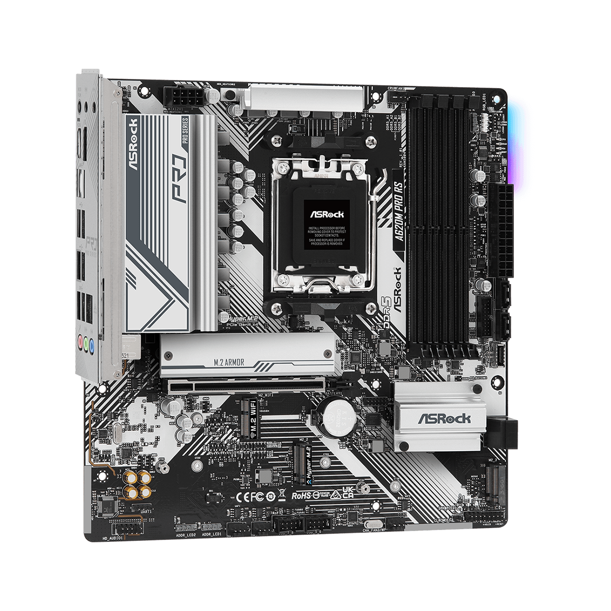 Placa Mãe ASRock A620M Pro RS, Chipset A620, AMD AM5, M-ATX, DDR5, 90-MXBLN0-A0UAYZ