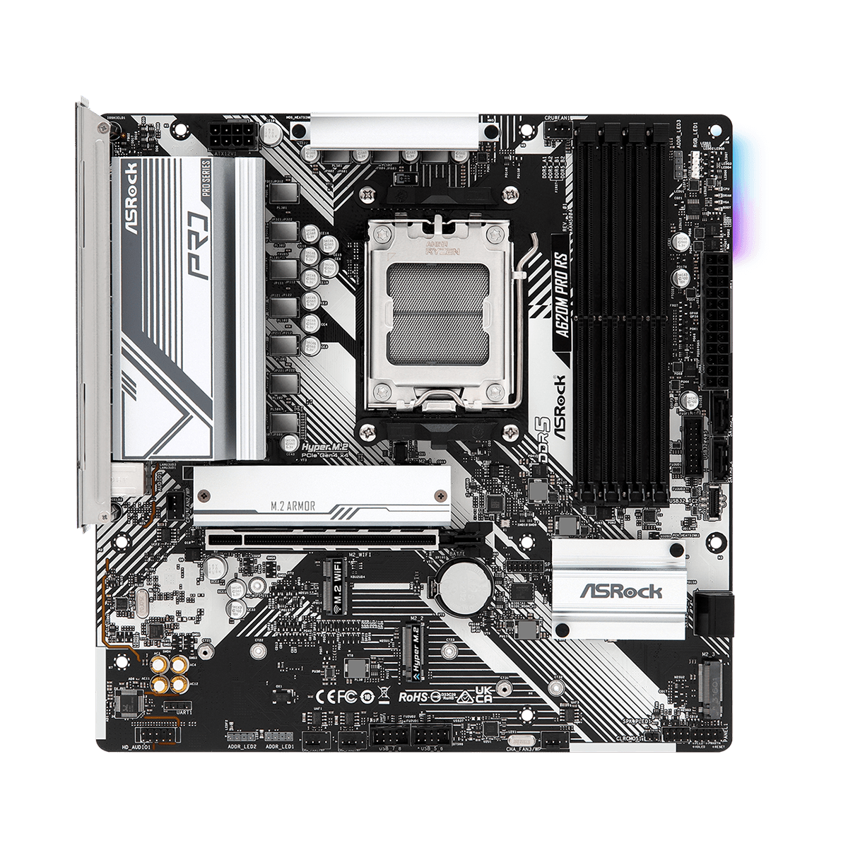 Placa Mãe ASRock A620M Pro RS, Chipset A620, AMD AM5, M-ATX, DDR5, 90-MXBLN0-A0UAYZ