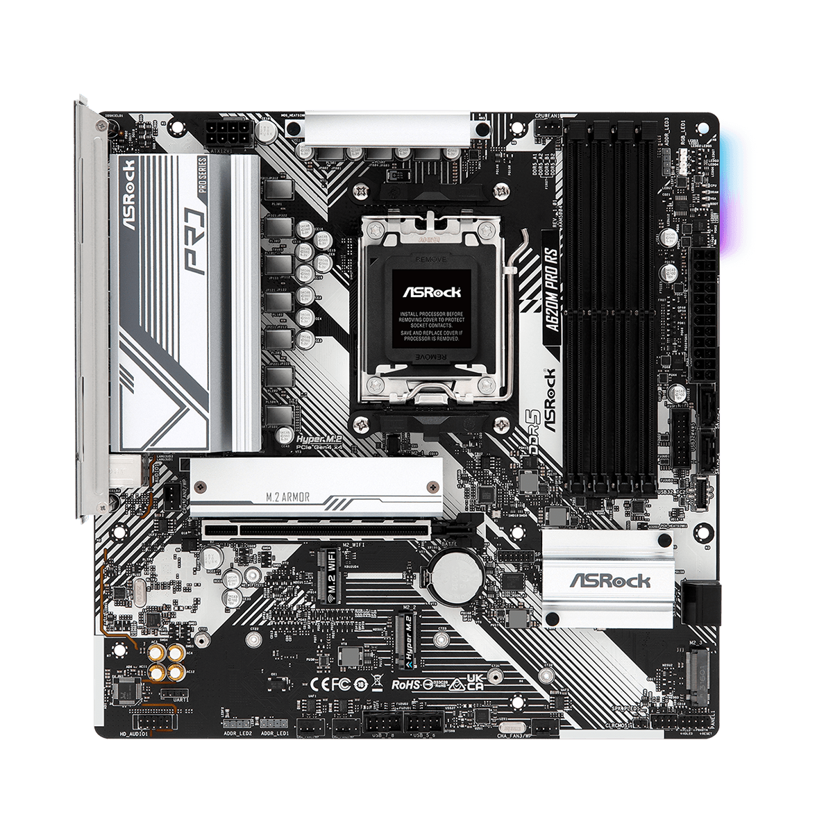 Placa Mãe ASRock A620M Pro RS, Chipset A620, AMD AM5, M-ATX, DDR5, 90-MXBLN0-A0UAYZ