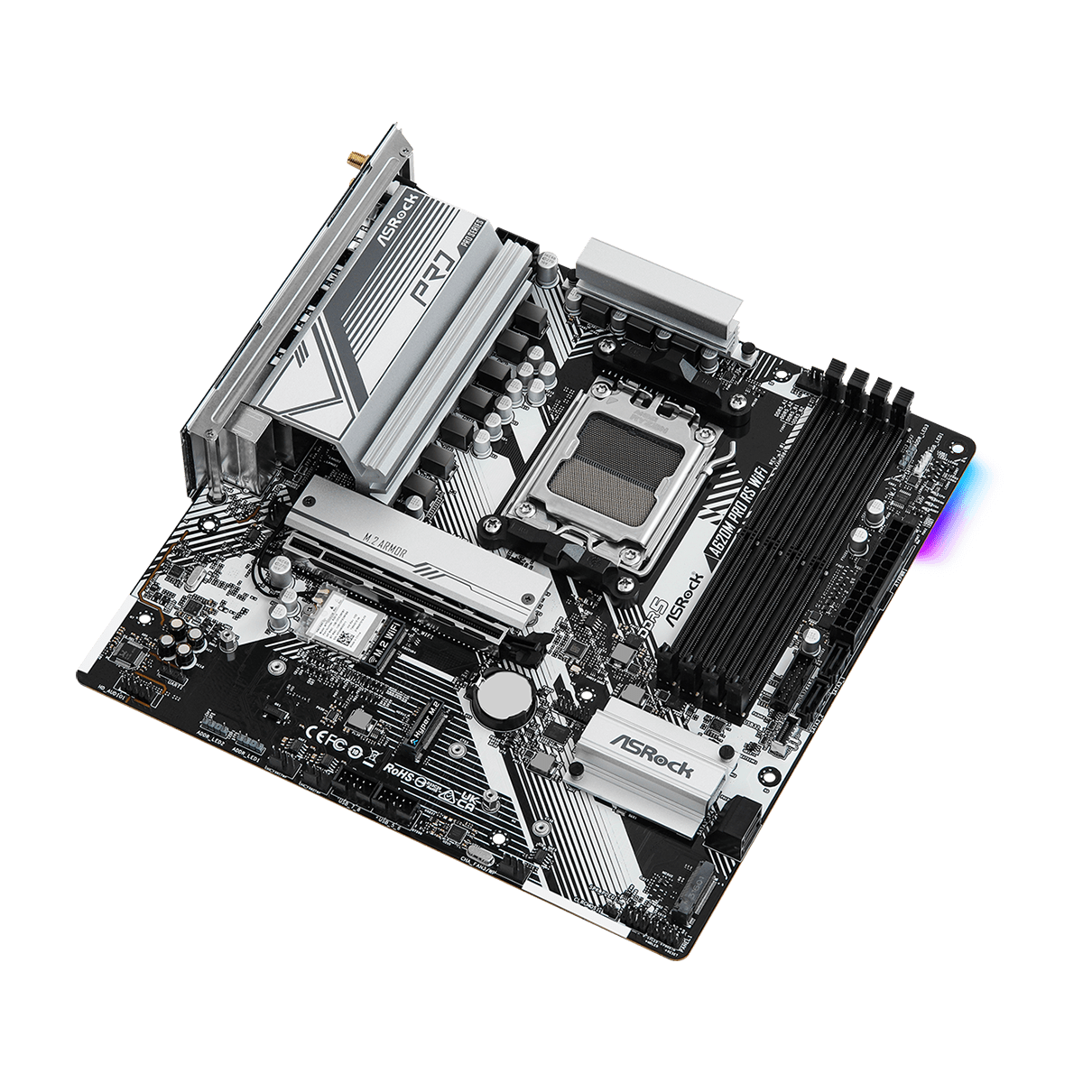 Placa Mãe ASRock A620M Pro RS WIFI, Chipset A620, AMD AM5, M-ATX, DDR5, 90-MXBLX0-A0UAYZ
