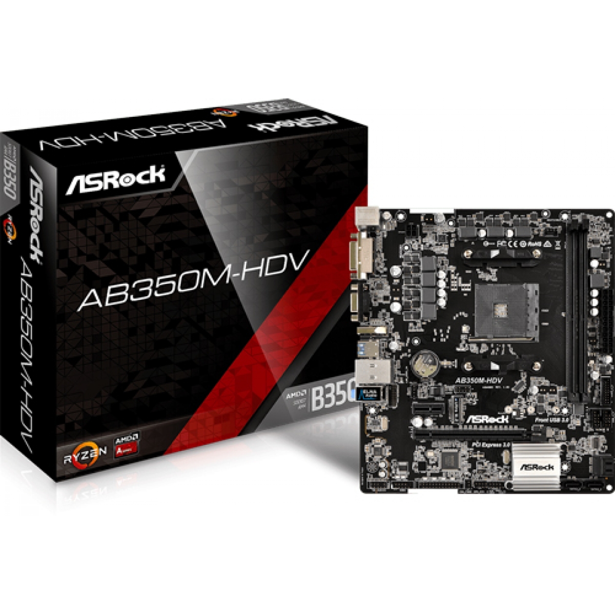 Placa Mãe ASRock AB350M-HDV, Chipset B350, AMD AM4, mATX, DDR4