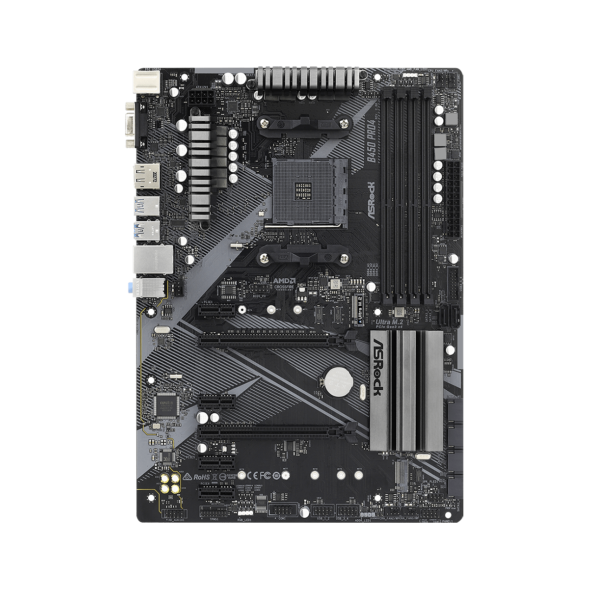 Placa Mãe ASRock B450 PRO4 R2.0, Chipset B450, AMD AM4, ATX, DDR4, 90-MXBEE0-A0UAYZ