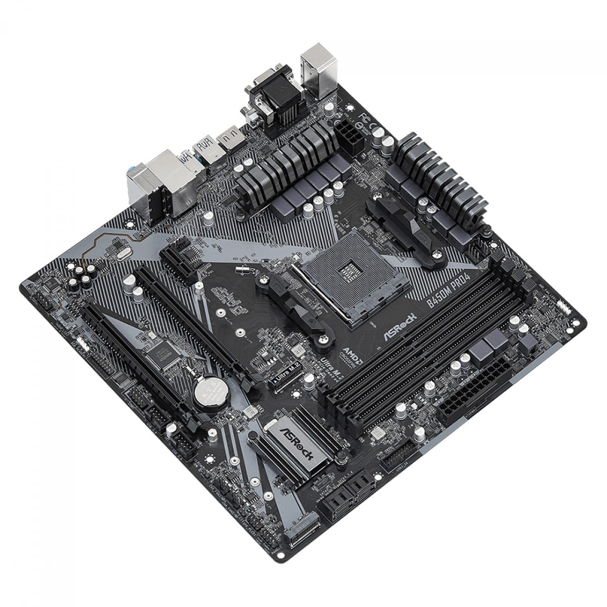 Placa Mãe ASRock B450M PRO4 R2.0, Chipset B450, AMD AM4, mATX, DDR4