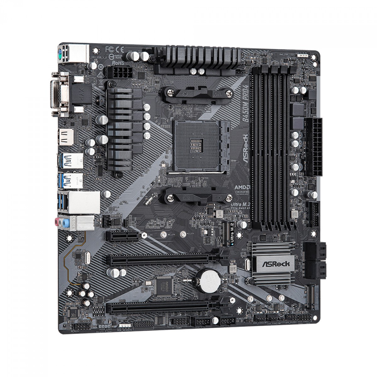 Placa Mãe ASRock B450M PRO4 R2.0, Chipset B450, AMD AM4, mATX, DDR4