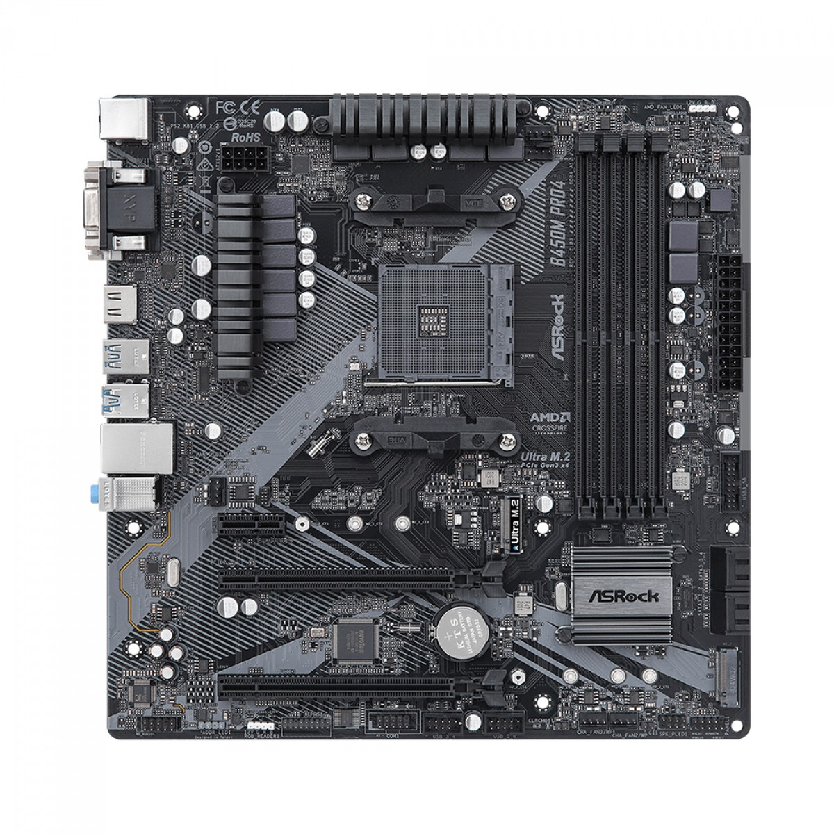 2024年のクリスマスの特別な衣装 Placa Mãe ASRock B450M PRO4 R2.0, Chipset B450, AMD AM4 マザーボード