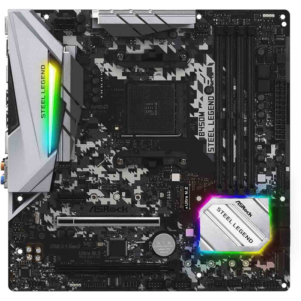 Placa Mãe ASRock B450M Steel Legend, Chipset B450, AMD AM4, mATX, DDR4