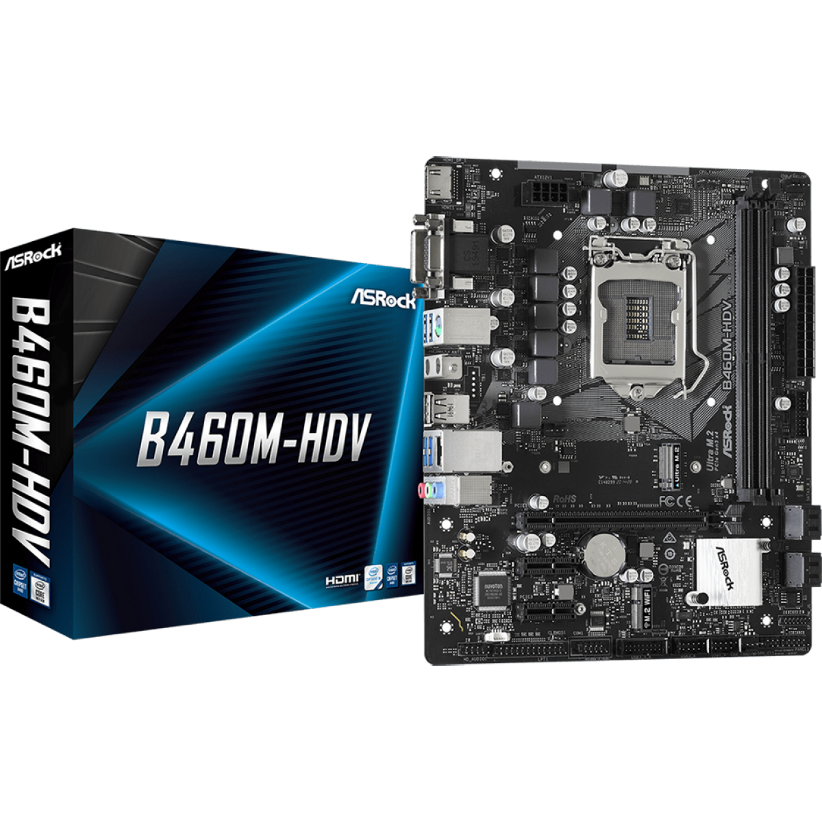 Placa Mãe AsRock B460M-HDV, Chipset B460M, Intel LGA 1200, mATX, DDR4, 90-MXBD30-A0UAYZ