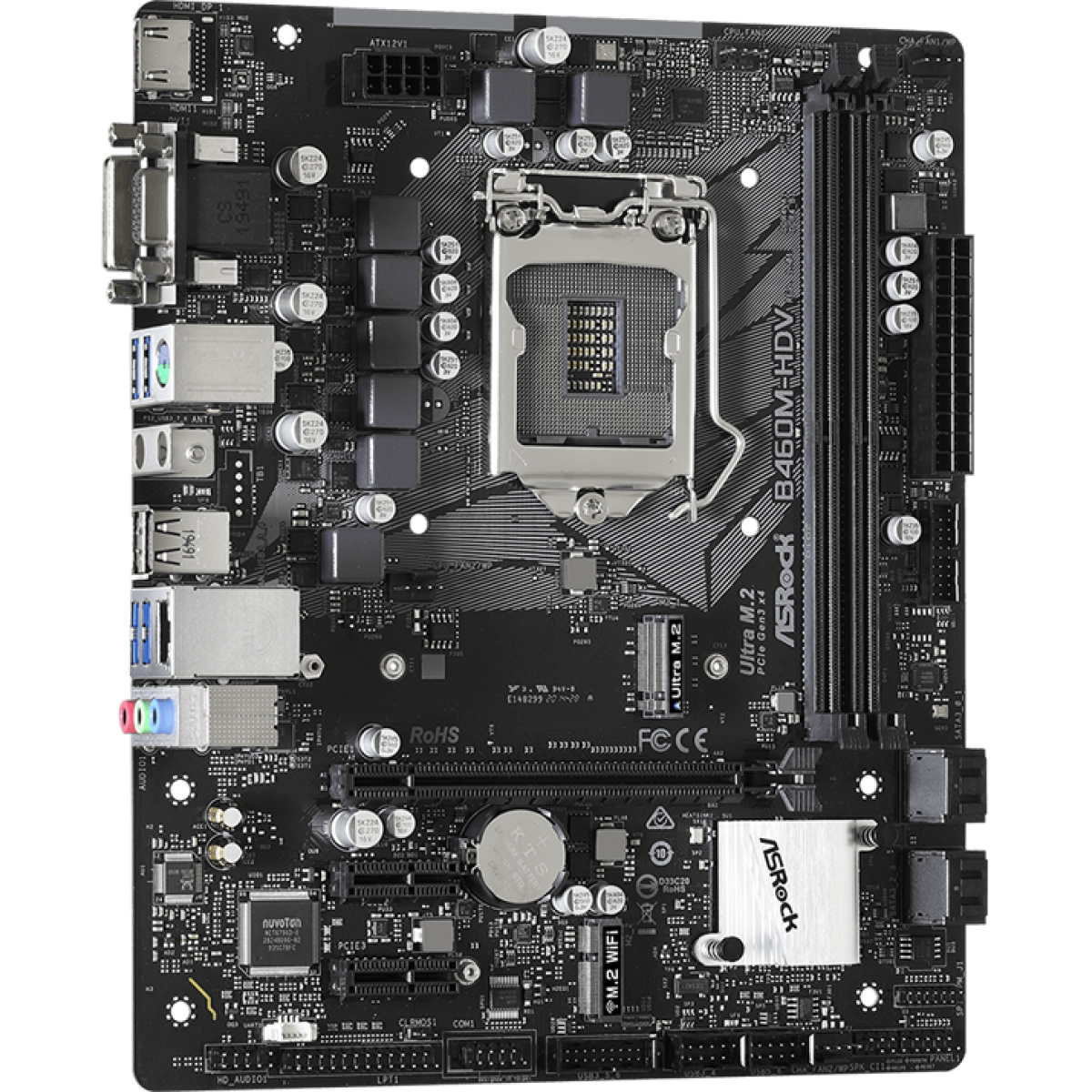 Placa Mãe AsRock B460M-HDV, Chipset B460M, Intel LGA 1200, mATX, DDR4, 90-MXBD30-A0UAYZ