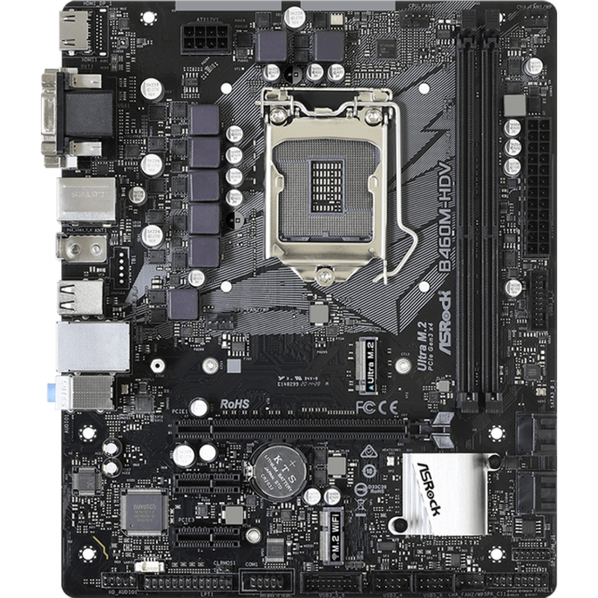 Placa Mãe AsRock B460M-HDV, Chipset B460M, Intel LGA 1200, mATX, DDR4, 90-MXBD30-A0UAYZ