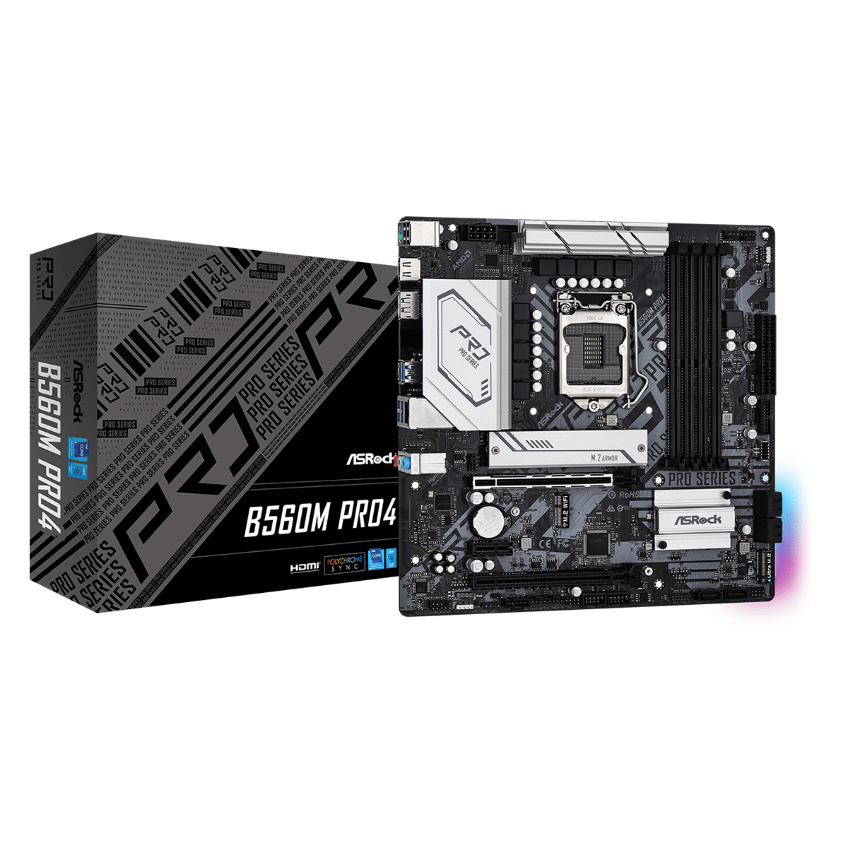 Placa Mãe ASRock B560M PRO4, Chipset B560, Intel LGA 1200, mATX, DDR4, 90-MXBEL0-A0UAYZ