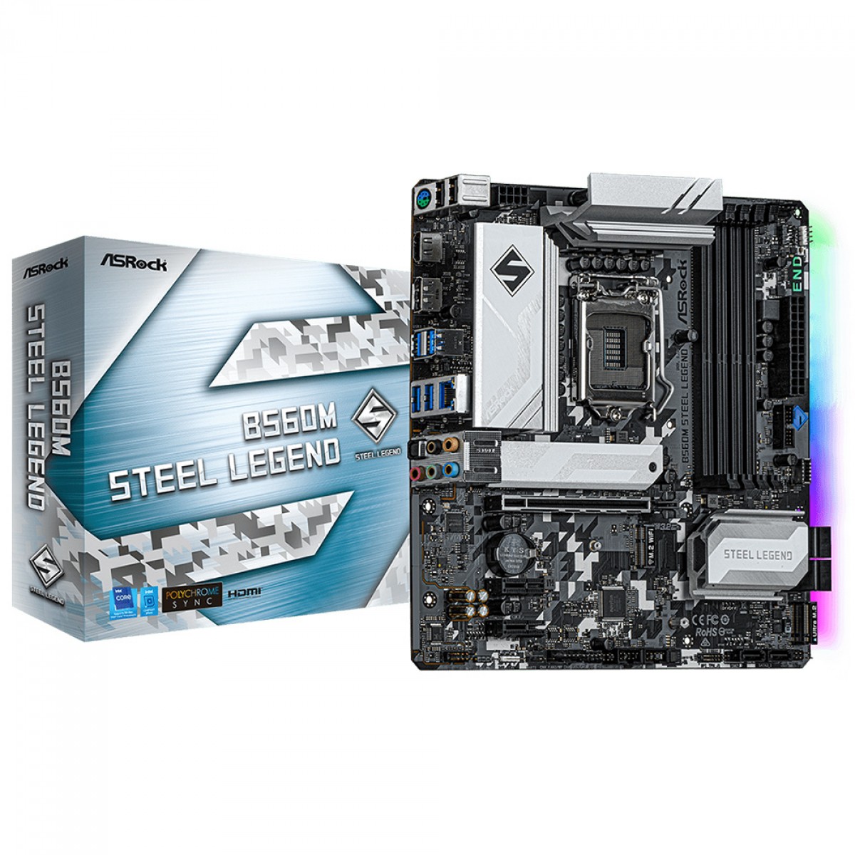 Placa Mãe Asrock B560M Steel Legend, Chipset B560, Intel LGA 1200, mATX, DDR4, 90-MXBFA0-A0UAYZ