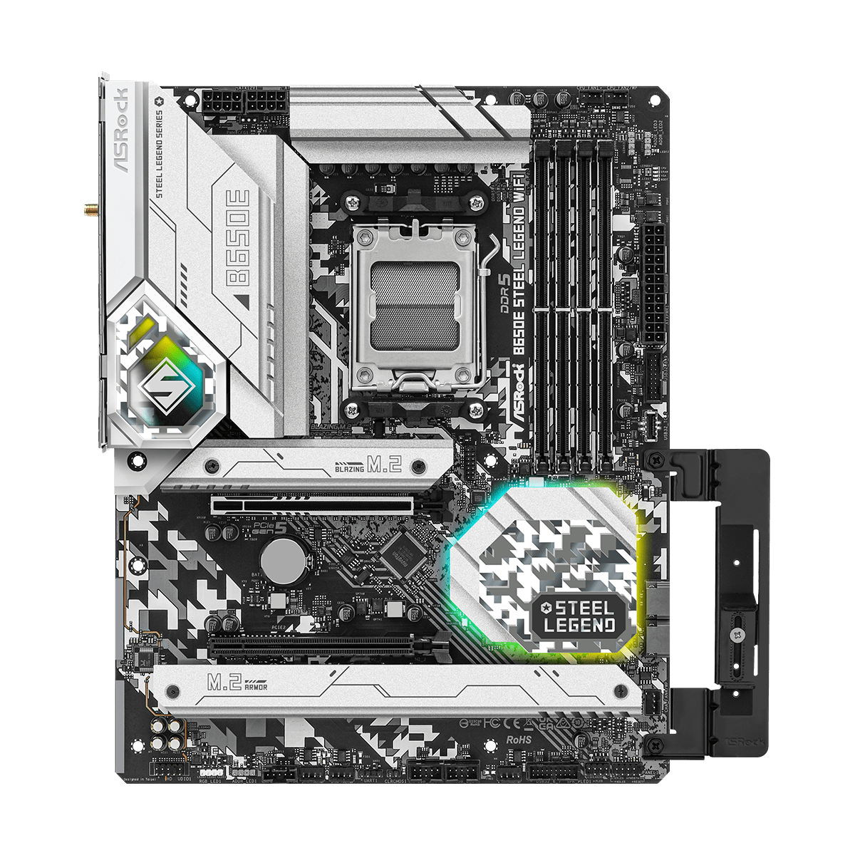 Placa Mãe ASRock B650E Steel Legend WIFI, Chipset B650, ATX Placa Mãe ASRock B650E Steel Legend WIFI, Chipset B650, ATX